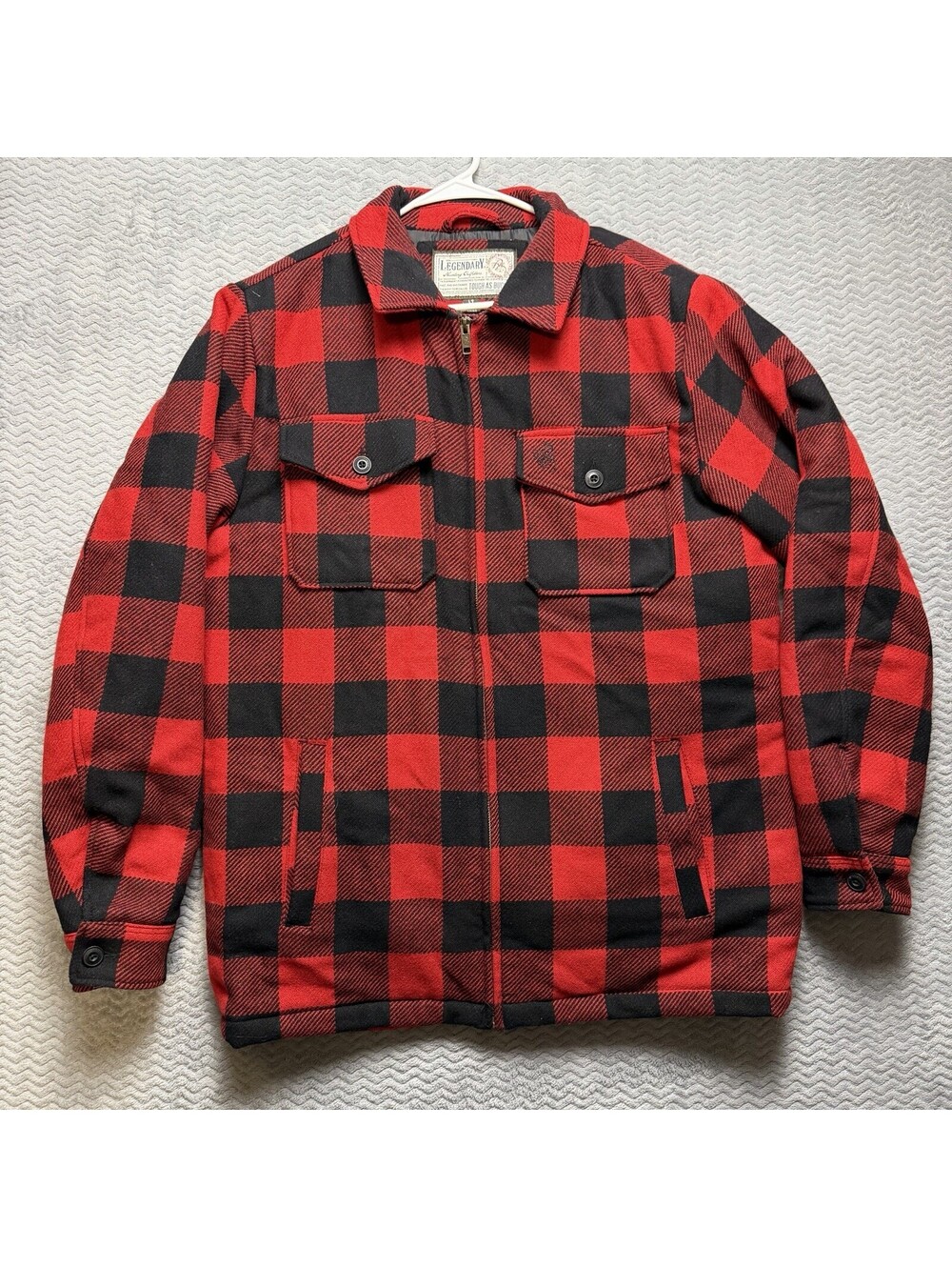 Legendary Whitetail Wool Jacket Mens Sz Large TALL Tough as Buck Berber Lined